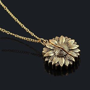 You Are My Sunshine Sunflower Pendant Necklace, Gold